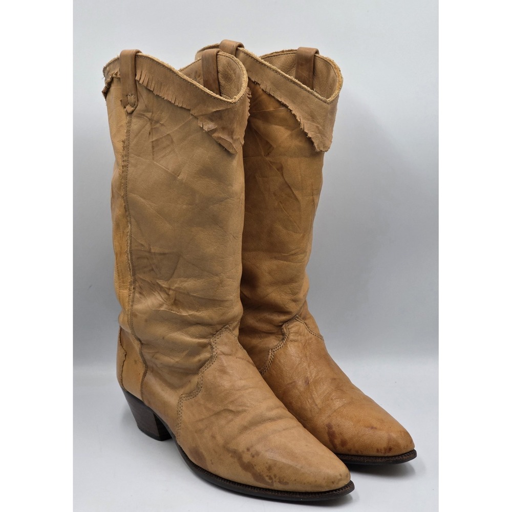 Dingo Womens Size 8 M Light Brown Leather Slouch Cowboy Western Boots